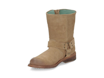 Felmini Biker Boots Buckle Strap Suede Leather Upper