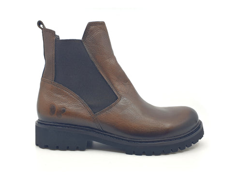 Felmini Donna Stivaletti Chelsea Tacco Basso Tomaia Pelle Marrone Cognac D686