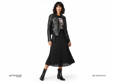 Felmini Stivaletti Autunno Inverno Donna Minimal in Pelle Nera e223 Outfit - AI-Generated Model