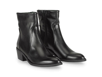 Felmini Women's Minimal Black Leather Ankle Boots F/W