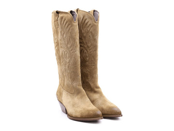 Felmini Western Boots Embroidery Suede Leather Upper