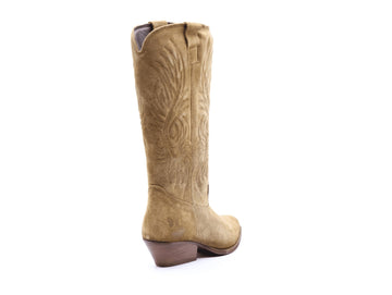 Felmini Western Boots Embroidery Suede Leather Upper