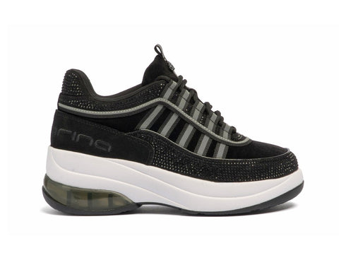 Fornarina Sneaker UP Nera con Strass e Platform