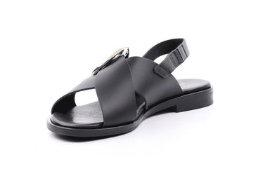 Frau Women's Flat Sandals Made in Italy in Leather with two Bands