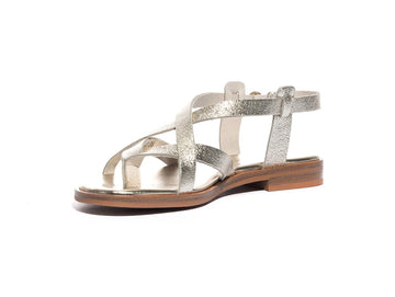 Women's Sandal Frau Low Flip Flops Crossed Straps Leather