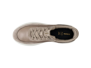 Geox Women's Spherica Plus Leather Sneaker in Taupe Beige