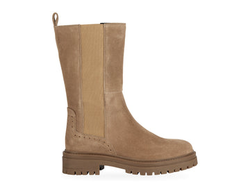 Geox Donna Iridea Stivali Chelsea Carrarmato Tomaia Camoscio Beige D36HRD-TOFFEE