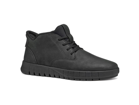 Geox Men's Flextride Plus Black Leather Ankle Boot