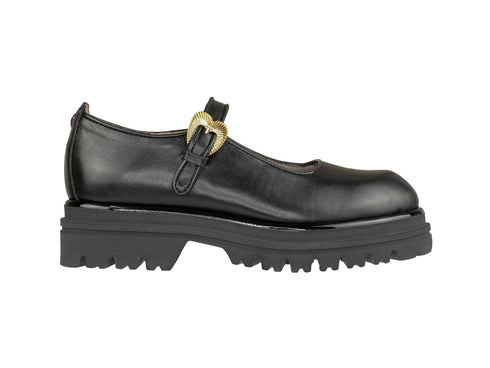 Gio+ MIA08 Scarpe Mary Jane Made in Italy Tomaia Pelle Nera