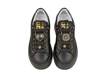 Gio+ PIA258 Sneakers Made in Italy Jewel Heart Leather Upper