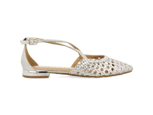 Gioseppo Ballerine Leskovic Tacco Basso in Pelle Intrecciata Argento 71180-argento