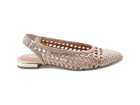 Gioseppo Slingback Guatavita Tacco Basso in Pelle Intrecciata Oro Platino 68238