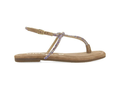 Gioseppo Sandali Seffner Infradito Bassi Microstrass Camoscio Beige Taupe 71726