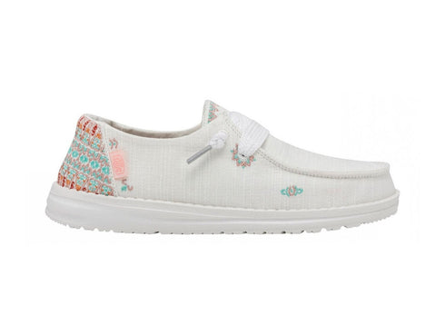 Hey Dude Donna Estive Wendy Flora in tessuto chambray bianco 40064