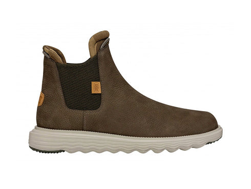 Hey Dude Stivaletti Branson Chelsea Tomaia Pelle Impermeabile Marrone Oliva 40187-337