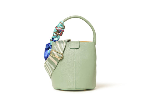 Melluso Secchiello in Pelle Verde Salvia con Foulard e Tracolla BOR582-250300
