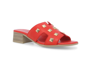 Melluso Women's Slippers with Gold Studs Heel Chic Leather