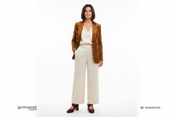 Outfit 1 Eleganza Formale in Velluto – Mary Jane camoscio bordeaux cinturino fibbia rettangolare gunmetal con blazer destrutturato velluto cammello blusa satin crema e pantaloni palazzo vita alta velluto avorio