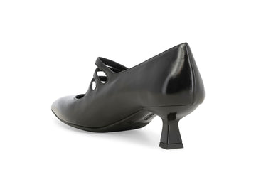 Dettaglio tacco stiletto 5 cm e suola gomma décolleté Melluso