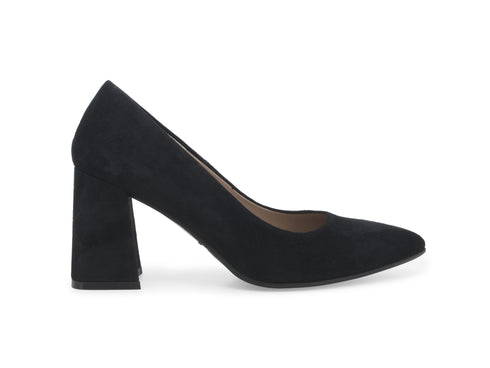 Melluso Décolleté Punta Sfilata Tacco Largo Tomaia Camoscio Nero D5185W-242617