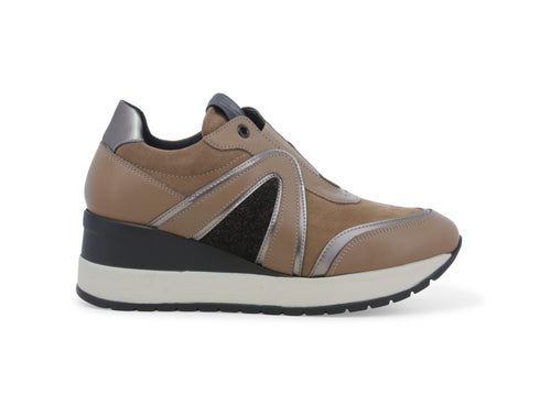 Melluso Scarpe Slip-on Comode Zeppa Tomaia Pelle Camoscio Beige R25551W-243993