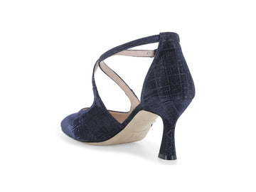 Melluso Décolleté Tessuto Blu - Dettaglio tacco E1631Q-257385