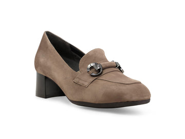 Melluso Women's Beige Suede Loafers with Heel and Accessory