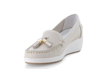 Melluso Mocassino Pelle Beige - Dettaglio punta 01027Q-260237