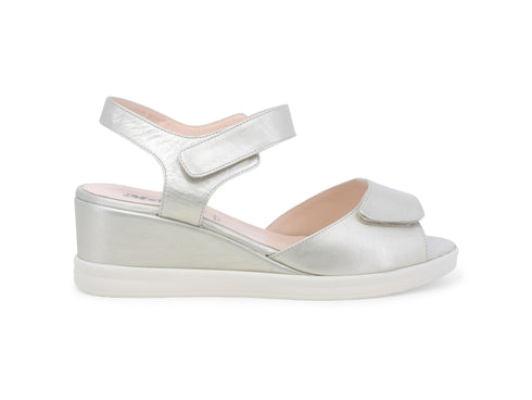 Melluso Sandali 2 Strappi Comfort con Zeppa tomaia Pelle Oro Platino R80331W-233854