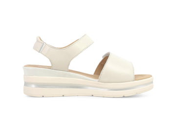 Melluso Sandalo Donna in Pelle Bianca con Zeppa e Strappi