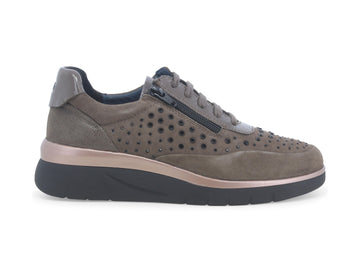 Melluso Donna Scarpe Basse con Lacci e Zip Tomaia Camoscio Beige K55421D-228100