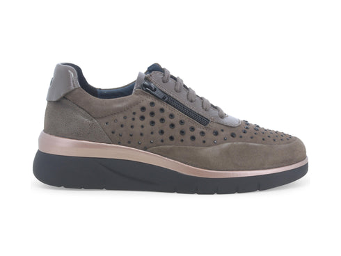Melluso Donna Scarpe Basse con Lacci e Zip Tomaia Camoscio Beige K55421D-228100