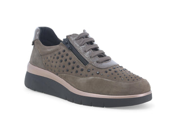 Melluso Women's Lace-up Shoes Zipper Suede Upper Leather