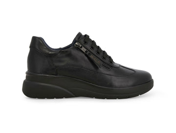 Melluso Sneaker Comfort Nera in Pelle con Zeppa e Zip Laterale K55439Z-250741