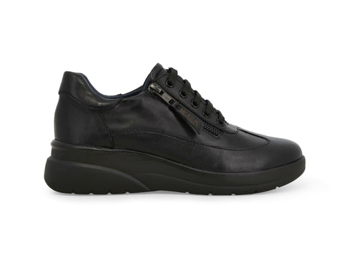 Melluso Sneaker Comfort Nera in Pelle con Zeppa e Zip Laterale K55439Z-250741