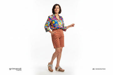 Melluso Infradito Gioiello Beige - Shorts Cotone Blusa Seta Vivace - AI-Generated Model