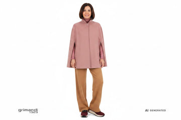 Outfit 1 – Cappa lana cotta rosa antico con dolcevita tono su tono e pantaloni palazzo cammello - AI-Generated Model