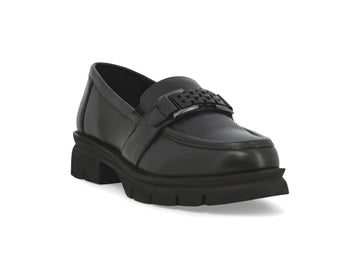 Melluso Black Leather Casual Loafer with Chunky Sole