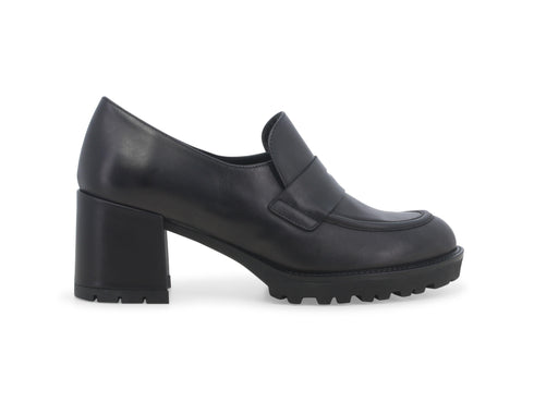 Melluso Donna Mocassino Invernale Tacco Largo Tomaia Pelle Nera L5251W-240354