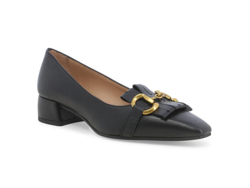 Melluso Pointed Toe Pump with Clamp and Fringe Leather Upper