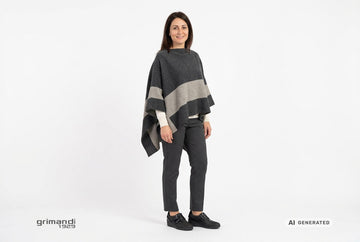 Mocassini Melluso con poncho grafite e greige. Outfit 1