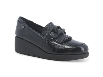 Melluso Women's Loafers Chain Fringe Wedge Patent Leather Upper