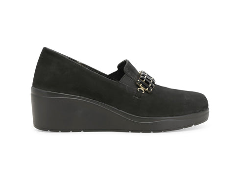 Melluso Mocassini Donna in Camoscio Nero con Zeppa K53005Q-265185