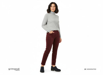 Melluso Mocassino Comfort Blu Navy in Camoscio con Tacco e Borchie - Outfit Abbinamento Stile - AI-Generated Model