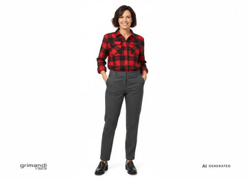 Melluso Mocassino Comfort Donna Nero in Pelle con Tacco Largo Outfit - AI-Generated Model