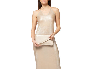 Melluso Platinum Pearlized Leather Clutch