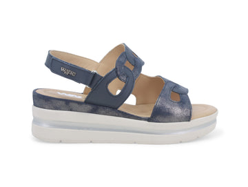 Melluso Sandali Comfort Zeppa Chiusura Strappo Tomaia Pelle Blu 019213-233792