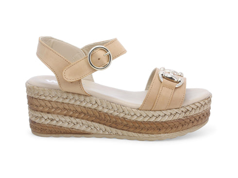 Melluso Sandali Zeppa Treccia con Morsetto tomaia Pelle Beige 019195-223106