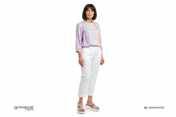 Melluso R80440Q Rosa Strass - Capri Lino Bianco Blusa Seta Pastello - AI-Generated Model
