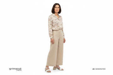 Melluso K35572 Bianco Rosa - Palazzo Lino Sabbia Blusa Seta Astratta - AI-Generated Model
